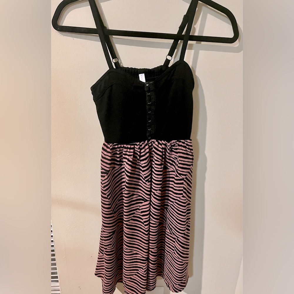 Xhilaration Black/Pink zebra stripped mini dress XS